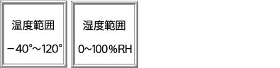 温度範囲　-40°～120°、湿度範囲　0～100％RH